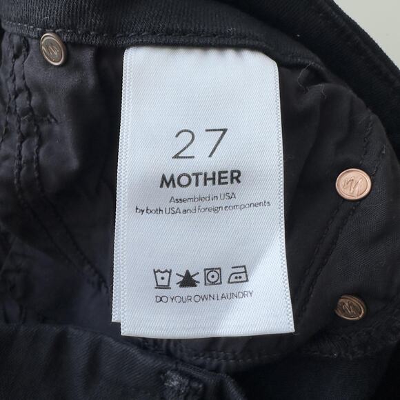 Mother Jeans Womens 27 Black The Looker Ankle Fray Distressed Raw Hem - Picture 10 of 13